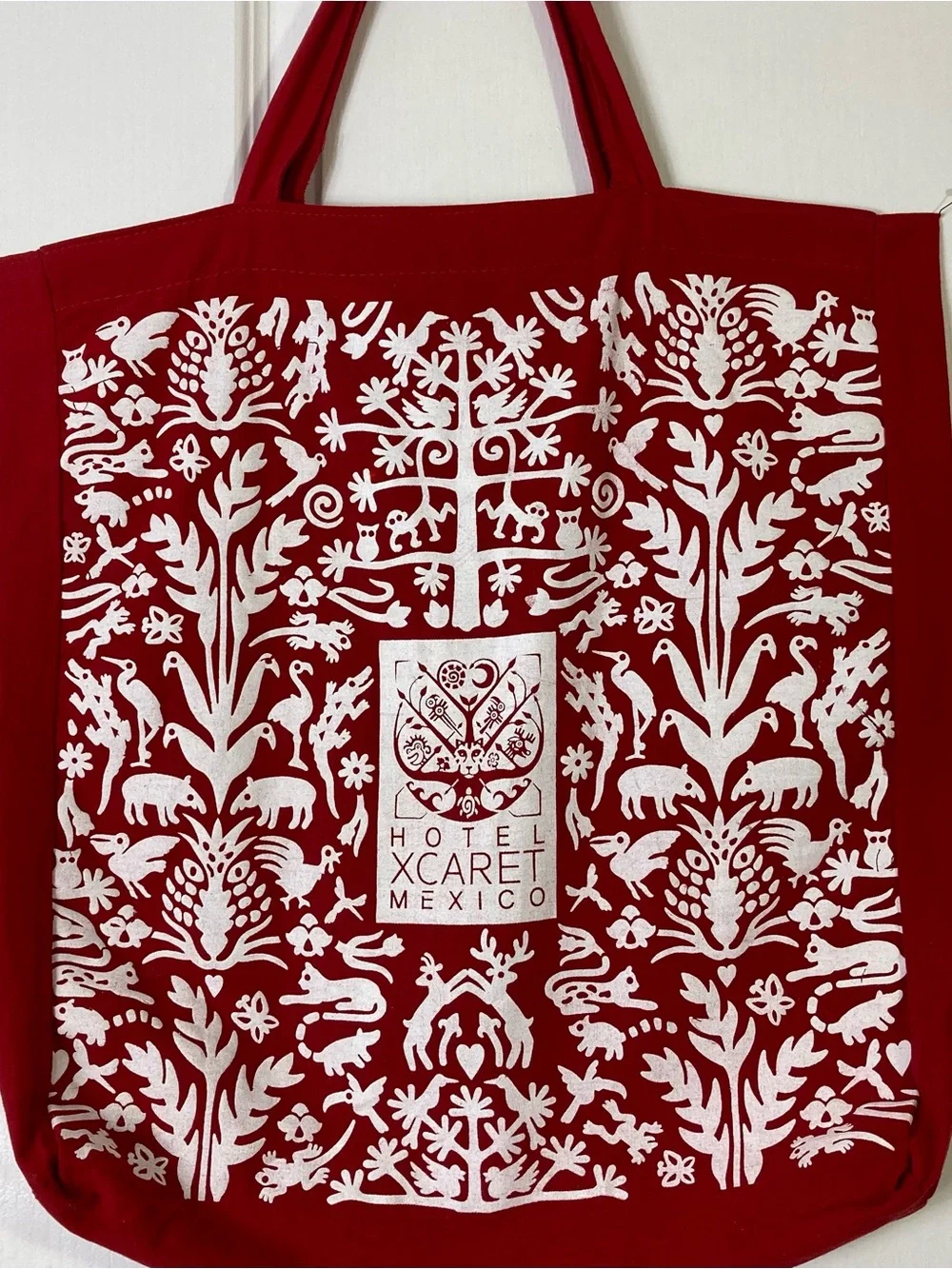 Nwot HOTEL XCARET MEXICO Tote Bag Red-White Animal Graphic